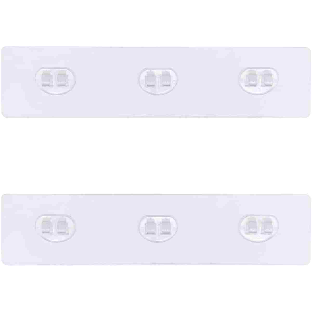 Shower Caddy Replacement Adhesive Strips, 2Pcs Clear Wall Hooks for Hanging Shower Organizer Shelves, Waterproof Plastic Sticky Pads for Bath Tile Inside Bathroom Kitchen, 3 Hooks