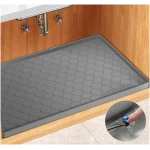 Silicone Under Sink Mat 34" x 22", Kitchen Essentials and Gadgets, Shelf Liner and Cabinet Protector, Home Organizers and Storage, Waterproof Bathroom Tray