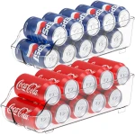 Simple Houseware Soda Can Organizer for Pantry / Refrigerator, Clear, Set of 2