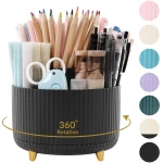 SKYDUE 360 Degree Rotating Desk Organizer, Dual-Purpose Pencil Pen Holder for Desktop, Rotating Desk Pen Organizer with 5 Slots, Office Supplies, Pencil Cup for Office, School,...