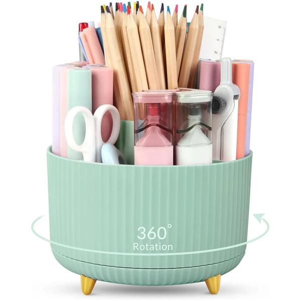 SKYDUE 360 Degree Rotating Desk Organizer, Dual-Purpose Pencil Pen Holder for Desktop, Rotating Desk Pen Organizer with 5 Slots, Pencil Cup for School, Home, Office Supplies...