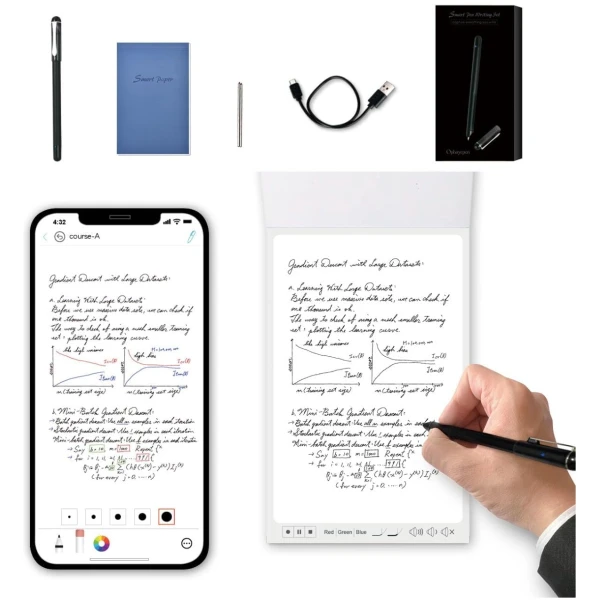 Smart Pen+Small Notepad, Digital Pen Real-time Sync for Digitizing, Storing, and Sharing Notes, Ideal Smart Pen for Note Taking, Drawing, Classroom, Offices, Compatible with...