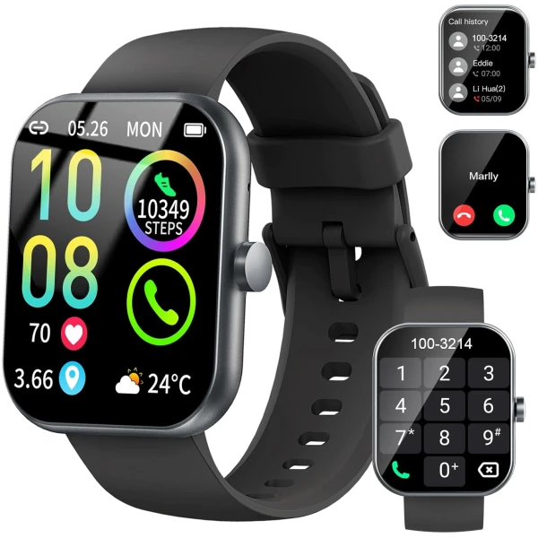 Smart Watch (Answer/Make Calls), 1.96" HD Screen SmartWatch for Men Women 113+ Sport Modes, Fitness Activity Tracker Heart Rate/Sleep Monitor/Pedometer, IP68 Waterproof, Smart...