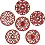 SMARTAKE 6 Set Silicone Trivets, Multi-Use Carved Trivet, Insulated Non-Slip Durable Kitchen Mats, Flexible Modern Kitchen Table Mat, for Hot Dishes, Pots, Dining Countertop, Red