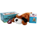 SmartPetLove Original Snuggle Puppy Heartbeat Stuffed Toy for Dogs - Pet Anxiety Relief and Calming Aid - Comfort Toy for Behavioral Training - Brown and White