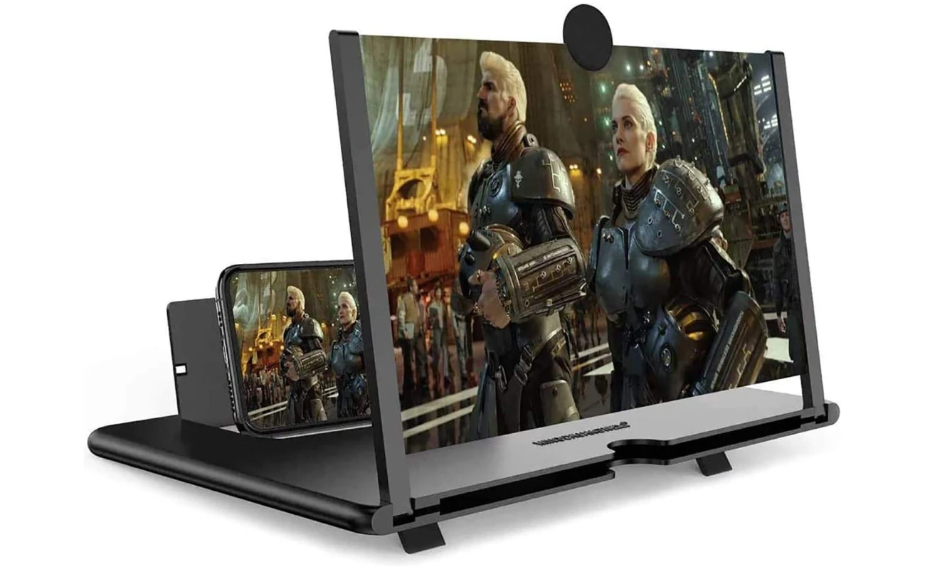 Smartphone Screen Magnifier Stand 14 Inch 3D Foldable Amplifier Stand Holder for Cell Phone Adjustable Angle for Families Mom Dad