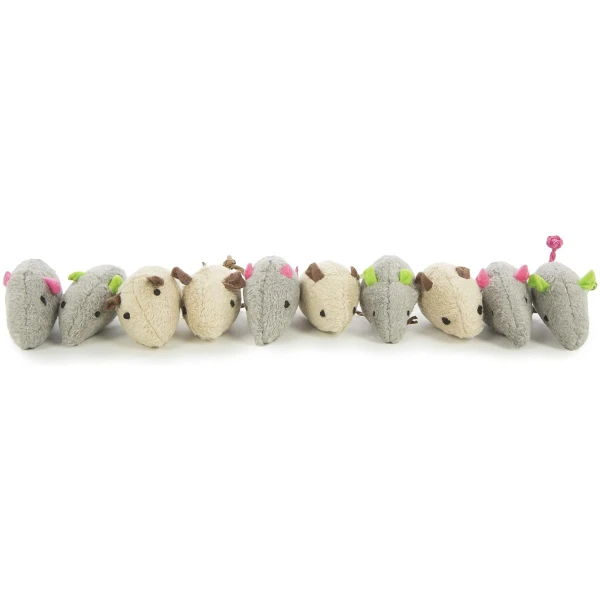 SmartyKat Skitter Critters Value Pack Catnip Cat Toys - Gray/Cream, Set of 10