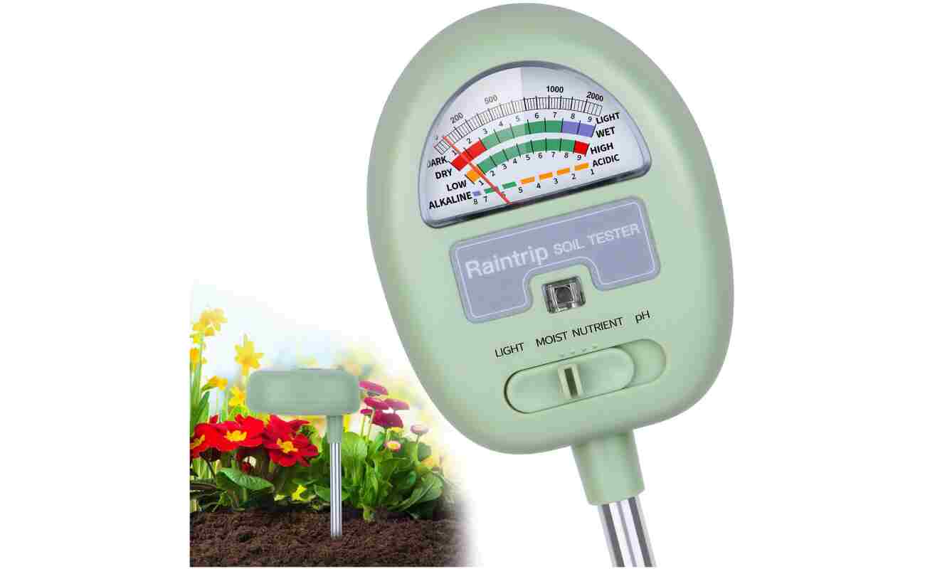 Soil Moisture Meter, 4-in-1 Moisture Meter for Plants, Tester for Moist, Light,Nutrients, pH, Soil Test Kit, Great for Garden, Lawn, Farm, Indoor & Outdoor Use, No Battery Required