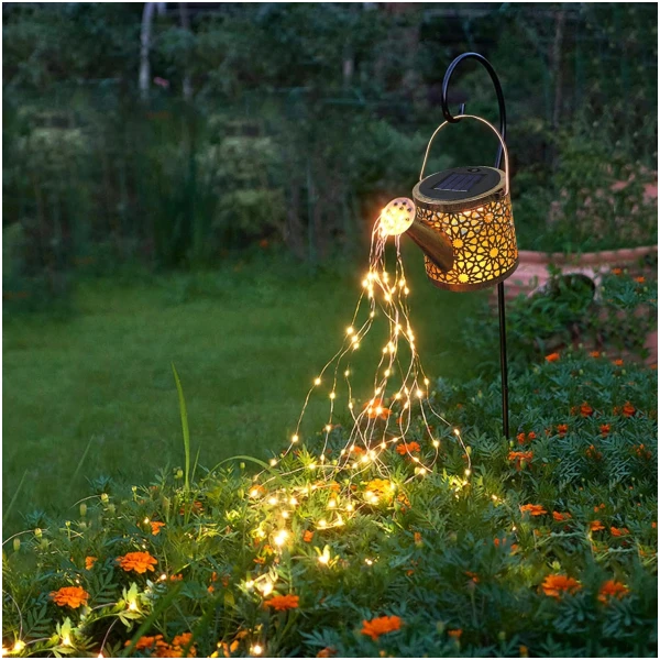 Solar Lights Outdoor Decorative, Metal Solar Watering Can Lights Waterproof, Small Hanging Solar Garden Decor Yard Lights Outside Patio Lawn, Gifts for Mom Grandma Women...