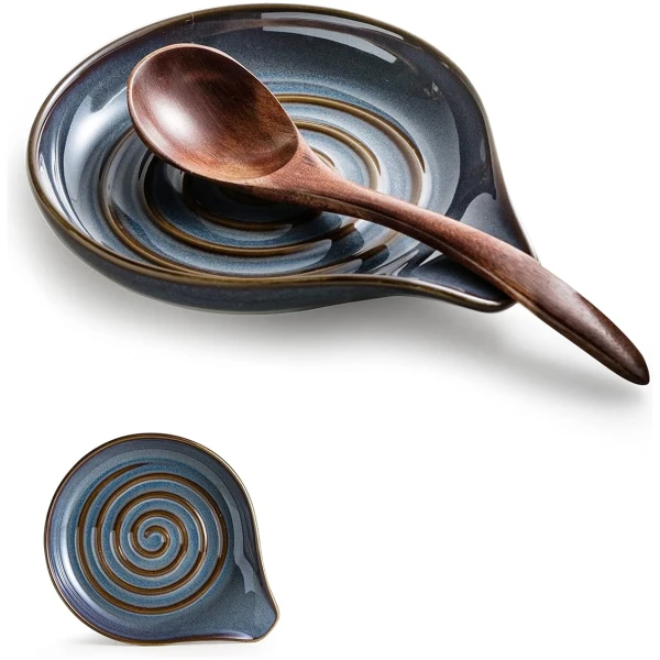 Spoon Holder, Cooking Spoon Rest for Stove Top Utensil Rest for Spoons, Ladles, Tongs, Spatula, Large Spoon Holder with Handle for Easy Grip Framhouse Decor Cute Kitchen Gadget,...