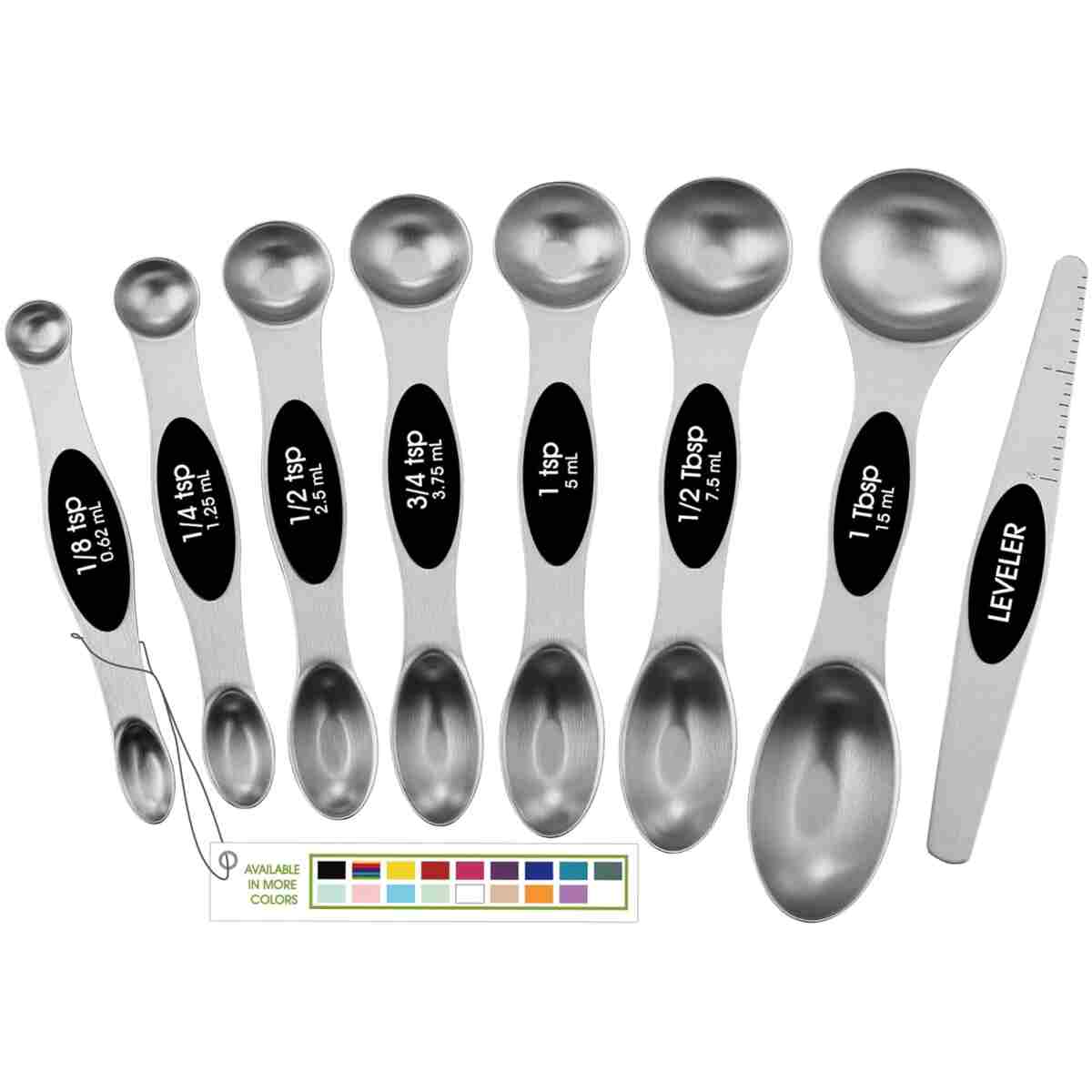 Spring Chef Stainless Steel Magnetic Measuring Spoons Set with Strong N45 Magnets, Heavy Duty Metal Kitchen Gadgets for Baking & Cooking, Fits in Most Kitchen Spice Jars, Set of...
