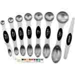 Spring Chef Stainless Steel Magnetic Measuring Spoons Set with Strong N45 Magnets, Heavy Duty Metal Kitchen Gadgets for Baking & Cooking, Fits in Most Kitchen Spice Jars, Set of...