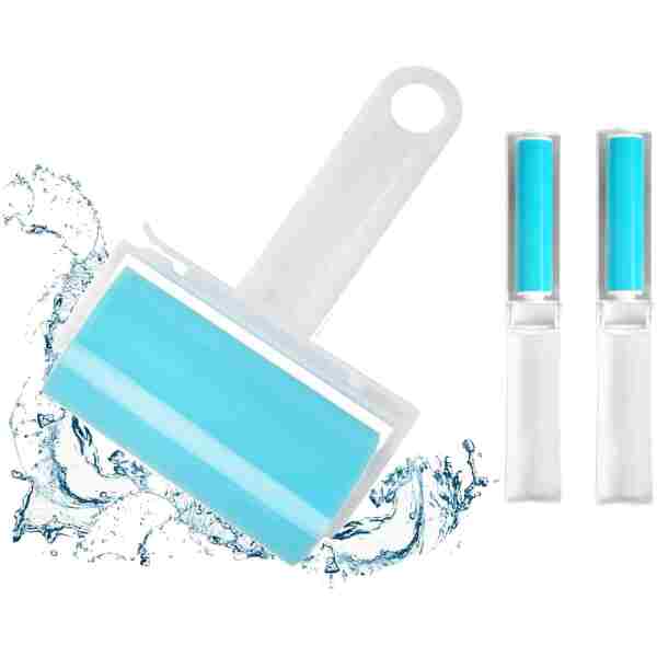 Sticky Lint Roller 3 Pack, Reusable Washable Lint Roller Pet Hair Remover Include Large and Small Size Cleaner for Clothes, Pet Hairs, Carseats