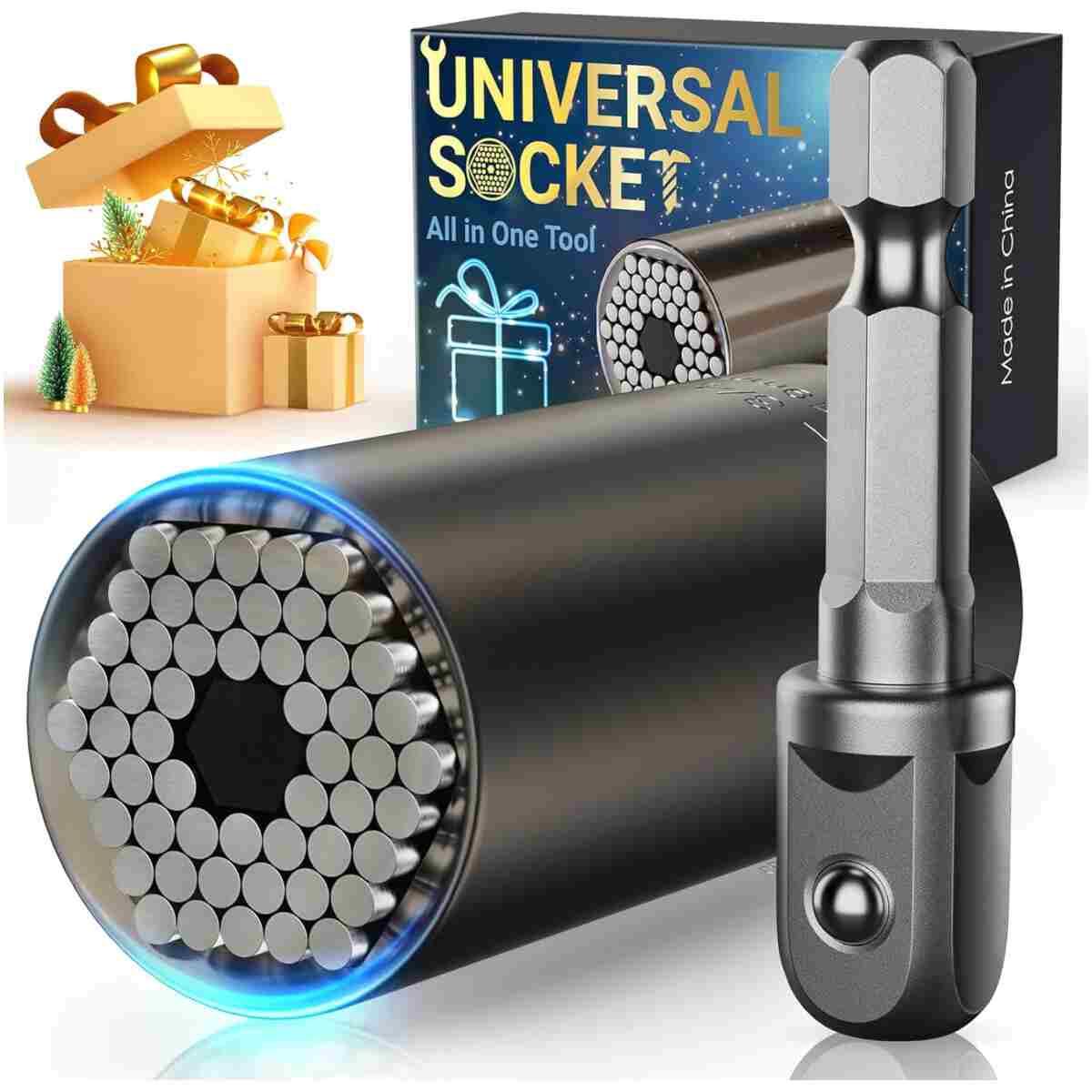 Stocking Stuffers for Men Adults Tools, Super Universal Socket Gifts for Men Grip Socket Set with Power Drill Adapter, Cool Gadgets Christmas Gift for Dad Men Husband Boyfriend...