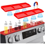 Stove Top for Shelf Silicone,30 Inch Magnetic Over the Stove Spice Rack of Shelf,Kitchen Shelf for Stove Organizer Magnet Above Stovetop Flat Back of Stove Storage Suctioned...