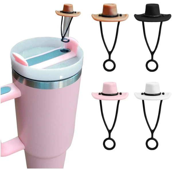 Straws Cover Cap for Stanley Cup 40oz 30oz 20oz, Stanley Cup Accessories Set Including 4 Pcs Tumbler Straw Toppers, Silicone Straw Covers Dust-Proof Protector Straws Lid for...