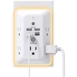 Surge Protector, Outlet Extender with Night Light, Addtam 5-Outlet Splitter and 4 USB Ports(1 USB C), Multi Plug Wall Outlet for Home Office Dorm Room Essentials