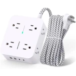 Surge Protector Power Strip - HANYCONY 8 Outlets 4 USB (2 USB C) Charging Ports, Multi Plug Outlet Extender, 5Ft Braided Extension Cord, Flat Plug Wall Mount Desk Charging...