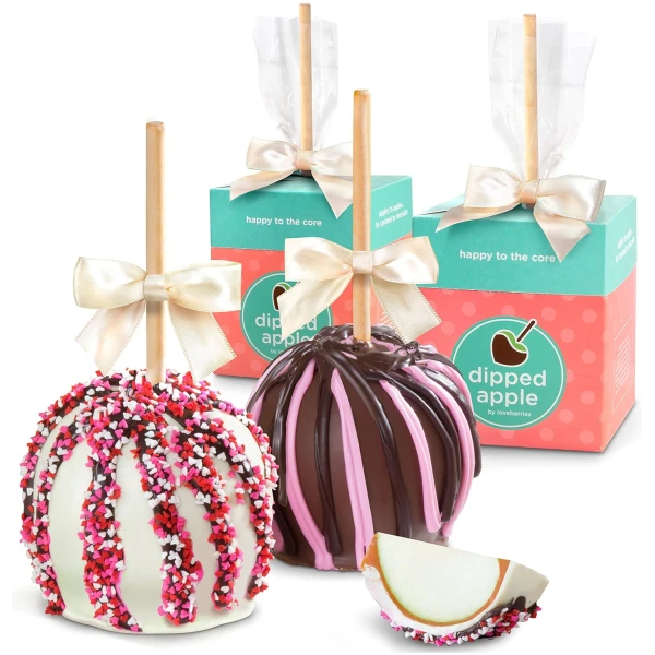 Sweet Love Milk and White Chocolate Covered Caramel Apples Pair - 2 Count Gift Boxes