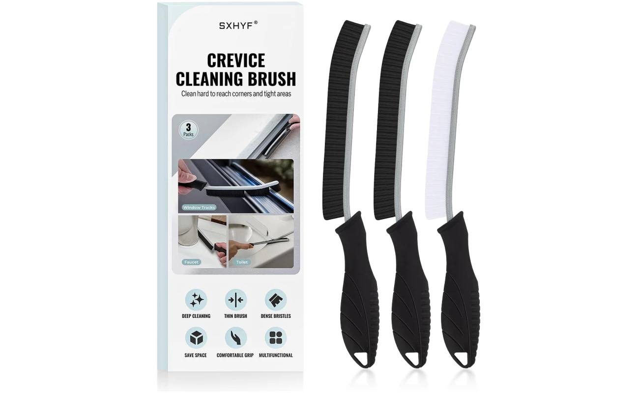 SXhyf Cleaning Brush - Hard Bristle Crevice Cleaning Brush, Multifunctional Gap Scrub Brush, Home Essentials, Bathroom Cleaner Tools for Household Use, Kitchen, Window, Faucets,...