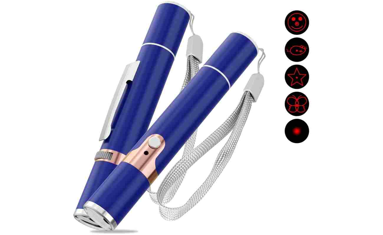 TBTeek Cat Toys for Indoor Cats, 2 Pieces, Rechargeable, 7 Adjustable Patterns, Interactive Kitten Pet Dog Red Dot Chase Light Toy for Cats Fun Playing Exercise（Blue）