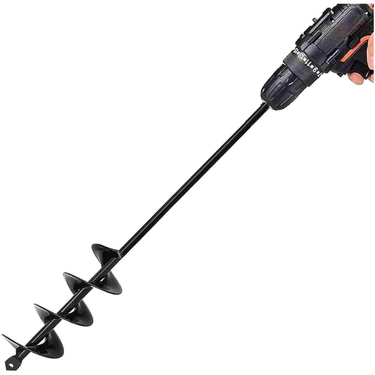 TCBWFY Auger Drill Bit 2x14.6inch Garden Plant Flower Bulb Auger Rapid Planter Bulb & Bedding Plant Auger for 3/8" Hex Drive Earth Drill Fence Post Umbrella Hole Digger