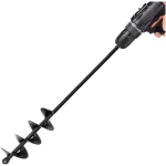 TCBWFY Auger Drill Bit 2x14.6inch Garden Plant Flower Bulb Auger Rapid Planter Bulb & Bedding Plant Auger for 3/8" Hex Drive Earth Drill Fence Post Umbrella Hole Digger