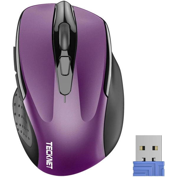 TECKNET Wireless Mouse, 2.4G Ergonomic Optical Mouse, Computer Mouse for Laptop, PC, Computer, Chromebook, Notebook, 6 Buttons, 24 Months Battery Life, 2600 DPI, 5 Adjustment...