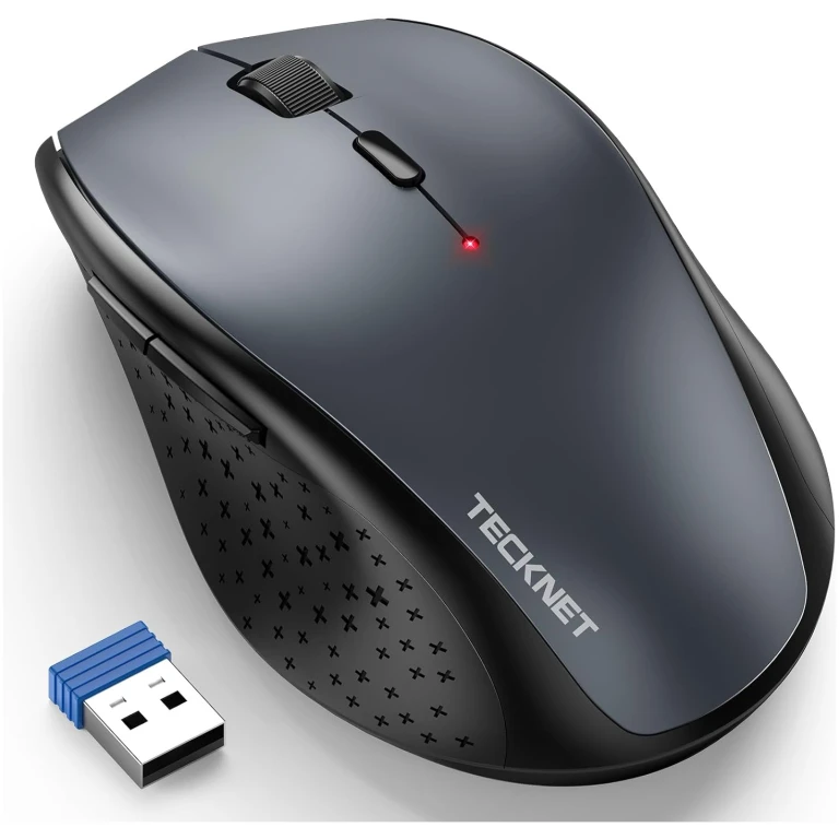 TECKNET Wireless Mouse, 2.4G USB Computer Mouse with 6-Level Adjustable 4800 DPI, Silent Mouse Quiet Click，30 Months Battery, Ergonomic Grips, 6 Buttons Portable for PC,...