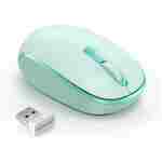 TECKNET Wireless Mouse for Laptop, 2.4G Quiet Computer Mouse with USB Receiver, 4 Buttons Portable Cordless Mice for Chromebook, Laptop, PC, Mac, 800/1200/1600 DPI - Mint Green