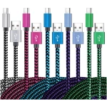 Teeind USB Type C 数据线快速充电，Tpc001 5 条装（6 英尺 3A）编织 C 型充电器数据线兼容三星 S10e/note 9/s10/s9/s8 Plus/A80/A50/A20