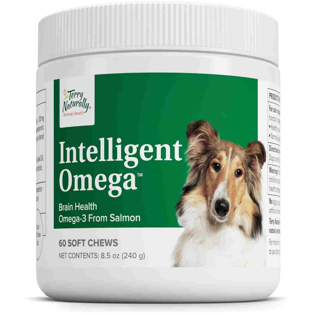 Terry Naturally Animal Health Intelligent Omega - 60 Soft Chews - Omega 3 from Salmon for Dogs - Promotes Brain & Eye Health - 60 Servings