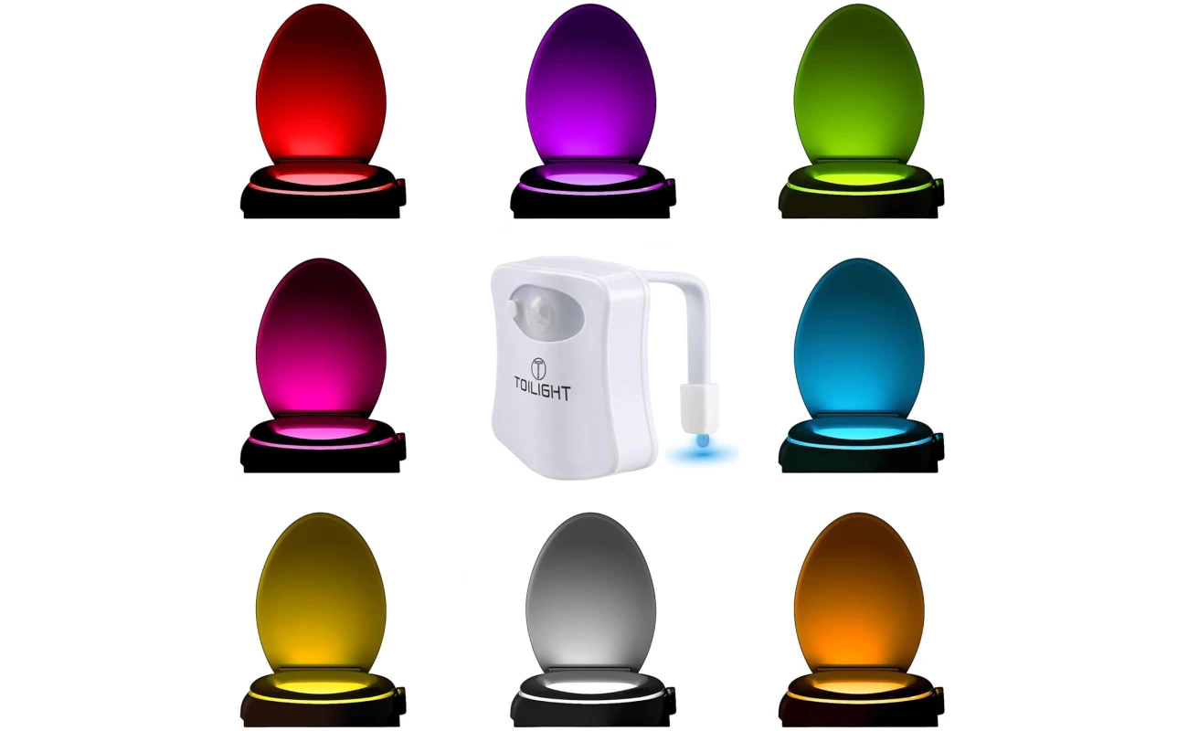 ToiLight The Original Toilet Bowl Night Light. Fun & Useful Bathroom Motion Sensor Tech Gadget. Funny Novelty Birthday Gift Idea. Stocking Stuffer for Him Her Guys Men Mom Brother