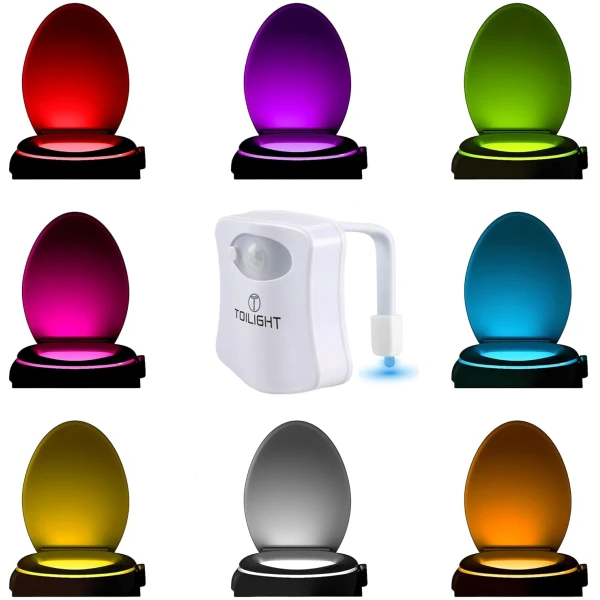 ToiLight The Original Toilet Bowl Night Light. Fun & Useful Bathroom Motion Sensor Tech Gadget. Funny Novelty Birthday Gift Idea. Stocking Stuffer for Him Her Guys Men Mom Brother