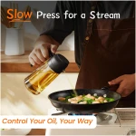 TrendPlain 16oz/470ml Glass Olive Oil Sprayer for Cooking - 2 in 1 Olive Oil Dispenser for Kitchen Gadgets, Air Fryer, Salad, and BBQ - 2 Black