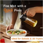 TrendPlain 16oz/470ml Glass Olive Oil Sprayer for Cooking - 2 in 1 Olive Oil Dispenser for Kitchen Gadgets, Air Fryer, Salad, and BBQ - Black & Green