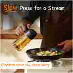TrendPlain 16oz/470ml Glass Olive Oil Sprayer for Cooking - 2 in 1 Olive Oil Dispenser for Kitchen Gadgets, Air Fryer, Salad, and BBQ - Black & White
