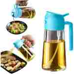 TrendPlain 16oz/470ml Glass Olive Oil Sprayer for Cooking - 2 in 1 Olive Oil Dispenser for Kitchen Gadgets, Air Fryer, Salad, and BBQ - Black & White