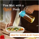 TrendPlain 16oz/470ml Glass Olive Oil Sprayer for Cooking - 2 in 1 Olive Oil Dispenser for Kitchen Gadgets, Air Fryer, Salad, and BBQ - Black & White