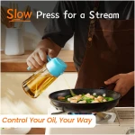 TrendPlain 16oz/470ml Glass Olive Oil Sprayer for Cooking - 2 in 1 Olive Oil Dispenser for Kitchen Gadgets, Air Fryer, Salad, and BBQ - Black & White
