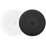 Tub Stopper 2 Pack,Bathtub Drain Stopper,6 inches Large Silicone Drain Plug,Hair Stopper Flat Suction Cover for Kitchen Bathroom Accessories and Laundry (Black/White)