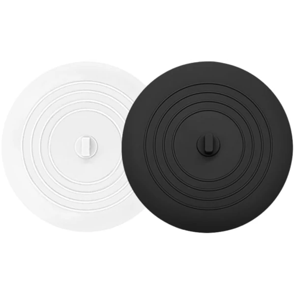 Tub Stopper 2 Pack,Bathtub Drain Stopper,6 inches Large Silicone Drain Plug,Hair Stopper Flat Suction Cover for Kitchen Bathroom Accessories and Laundry (Black/White)