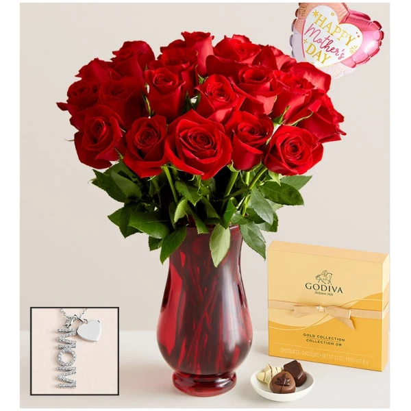 Two Dozen Red Roses for Mother's Day