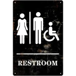 Unisex Restroom Sign for Business - Metal Tin Bathroom Sign, Funny Wall Art Decor, Home Room Door Accessories, Gifts - 8x12 In