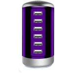 Universal USB Charger 6-Port Desktop USB Charging Station Hub with Smart Identification Technology Compatible with iPhone iPad Cell Phone Tablets(Purple)