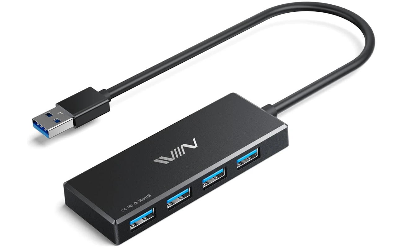 USB 3.0 Hub,4 Port USB Splitter Extender Portable Adapter Multiport Data Hub for Laptop,Xbox, Flash Drive,HDD,Console,Camera,Keyborad,Mouse Windows,Mac OS PC,Not Designed to...