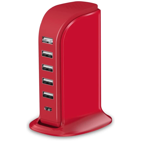 USB Phone Charger 6 Ports 40W Upoy, Type C Wall Charger Smart 6A, Charging Tower with 5ft Power Cord, USB Power Adapter Fast Charging, Smart Home Device Charging Station,...