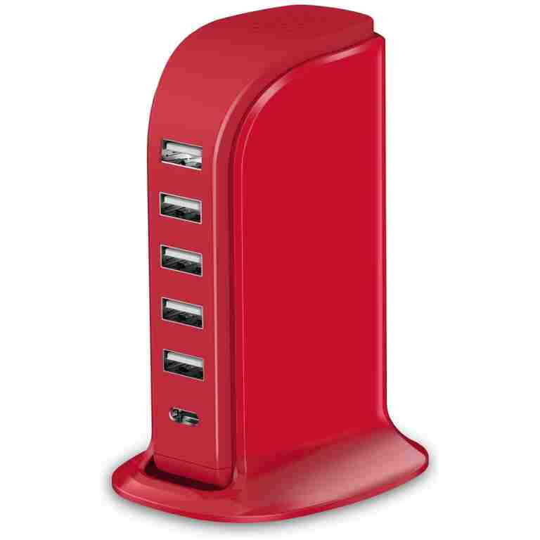USB Phone Charger 6 Ports 40W Upoy, Type C Wall Charger Smart 6A, Charging Tower with 5ft Power Cord, USB Power Adapter Fast Charging, Smart Home Device Charging Station,...