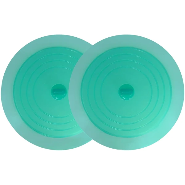 V-TOP Tub Stopper 2 Pack, 6 inches Large Silicone Drain Plug Hair Stopper Flat Suction Cover for Kitchen Bathroom Gadgets and Accessories (Green Transparent)