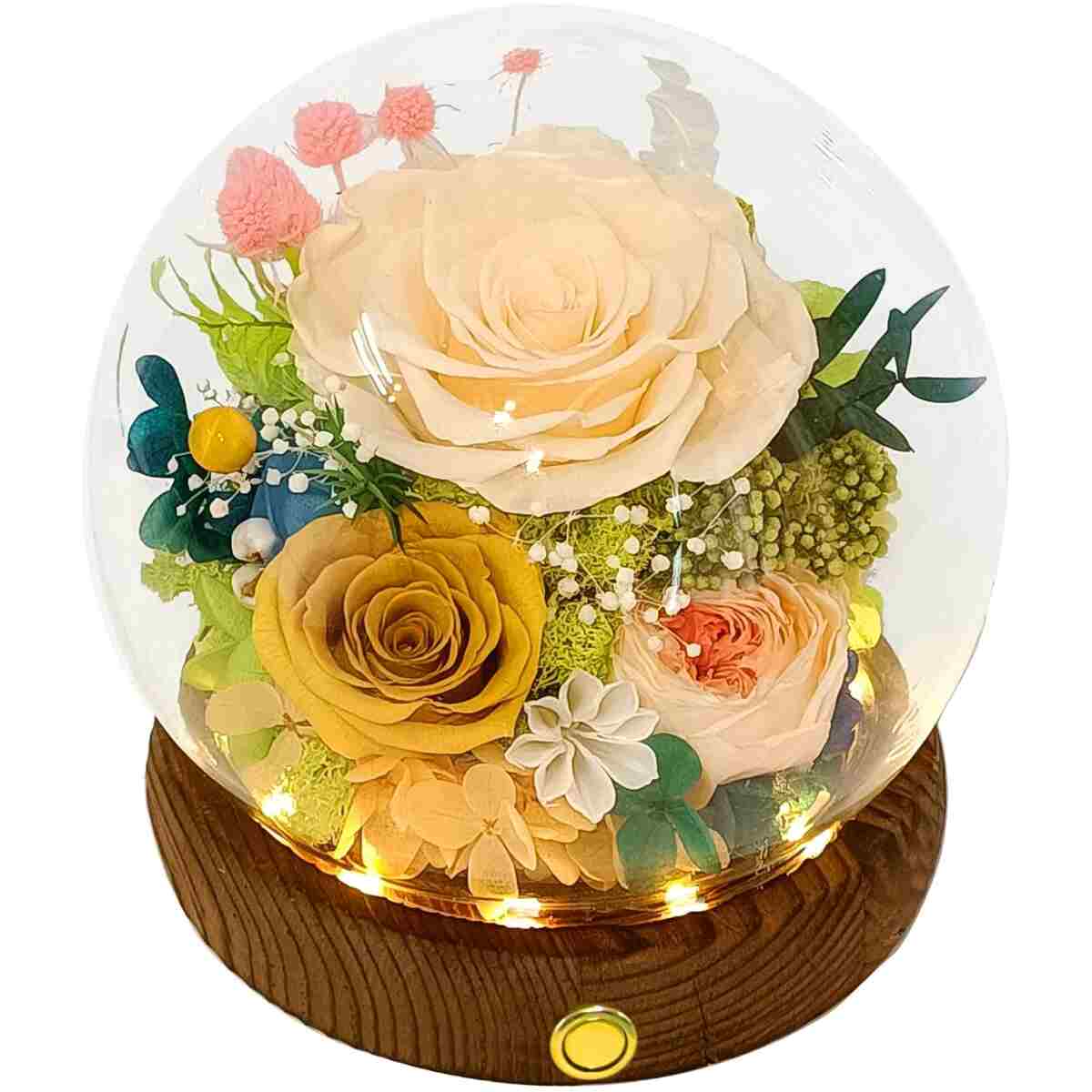 Valley of Rain & Forest Long-Lasting Real Flowers, Unique Floral Gift for You to Send Love for All Occasions, for Indoor Decoration (Champagne Rose, Yellow Rose, Yellow Austin...